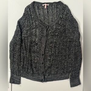 Victoria’s Secret Cropped Open Stitch Cardigan Gray Black Lightweight Women XL